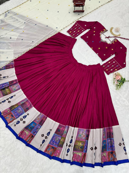Premium Rayon Digital Print Lehenga Choli with Real Mirror Work