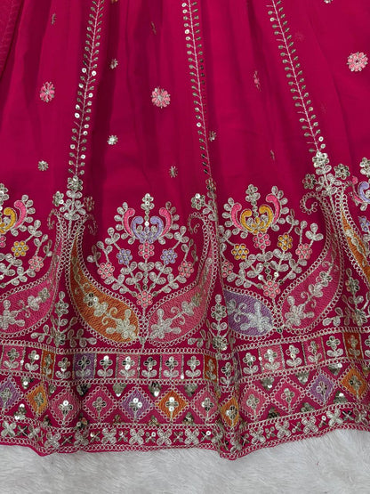 Premium Faux Georgette Lehenga Choli Set with Intricate Embroidery