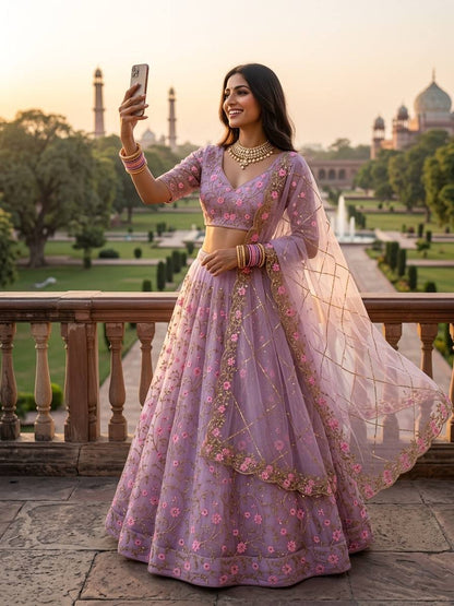 Exquisite Soft Butterfly Net Lehenga Choli with Sequins Embroidery