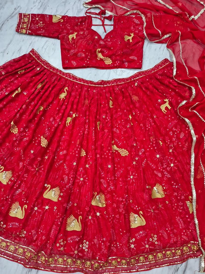 Premium Faux Georgette Peacock Design Lehenga Choli