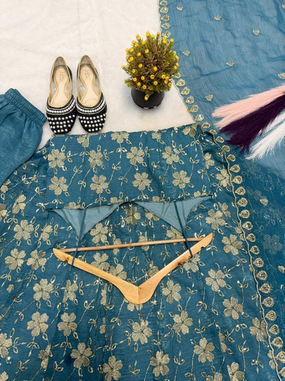 Premium Heavy Crushi Silk Anarkali Suit Set
