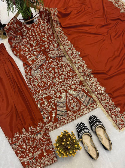 Premium Natural Crepe Silk Farshi Salwar Suit