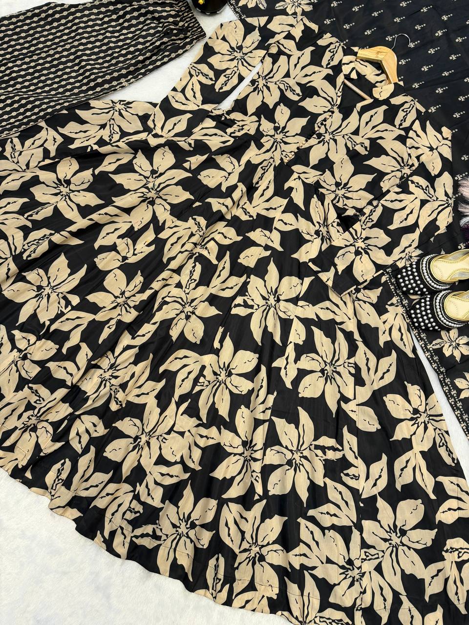 Digital Printed Muslin Cotton Anarkali Suit Set