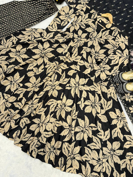 Digital Printed Muslin Cotton Anarkali Suit Set