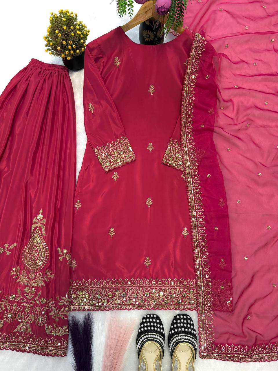Elegant Heavy Embroidered Sharara Set
