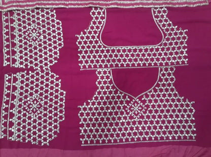 Cherry Red Faux Georgette Lehenga Choli Set