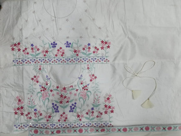 Exquisite Cream Georgette Lehenga Choli with Multi Thread Embroidery