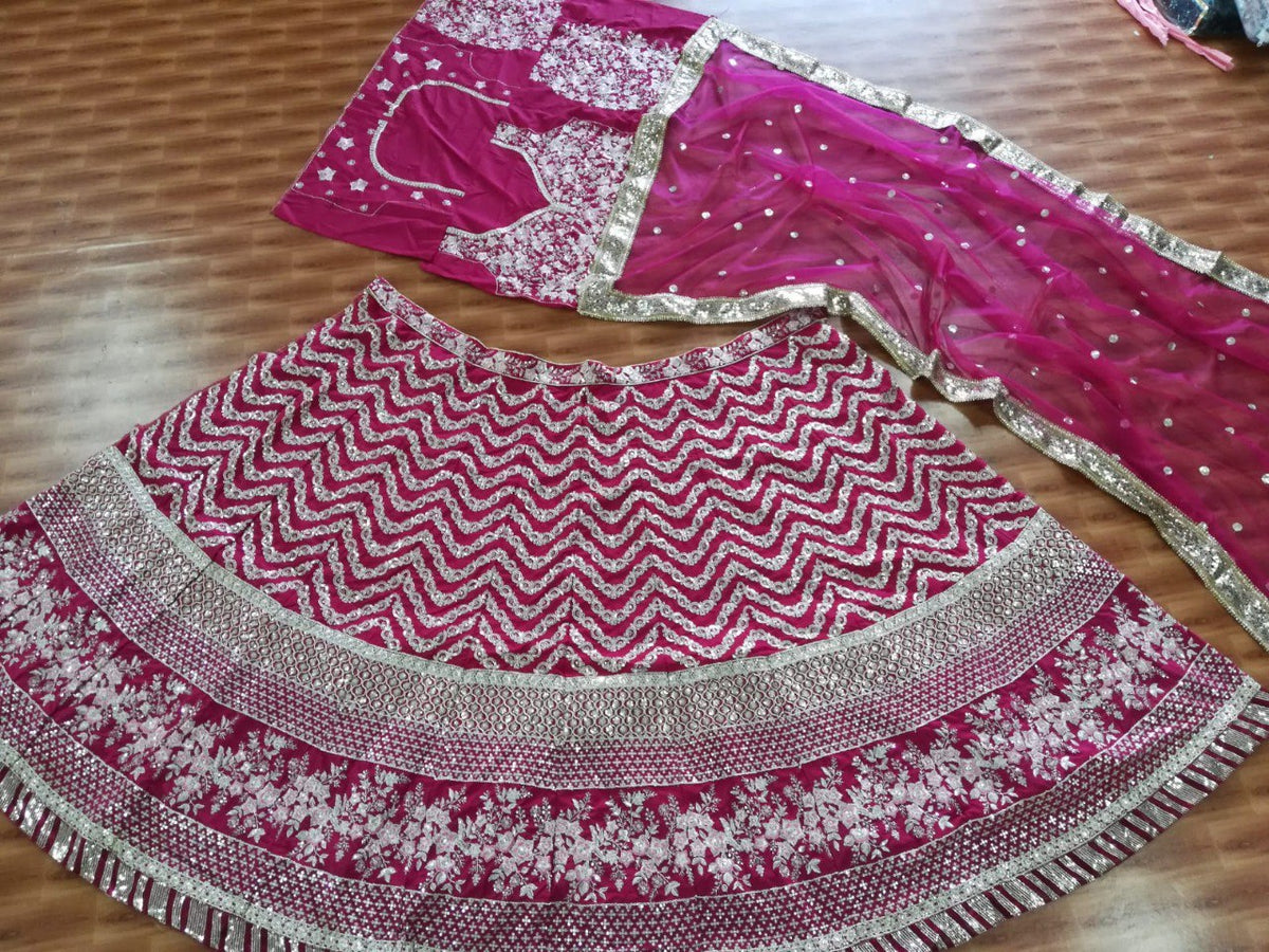 Exquisite Silk Embroidered Lehenga Choli Set with Sequins & Jari Detailing