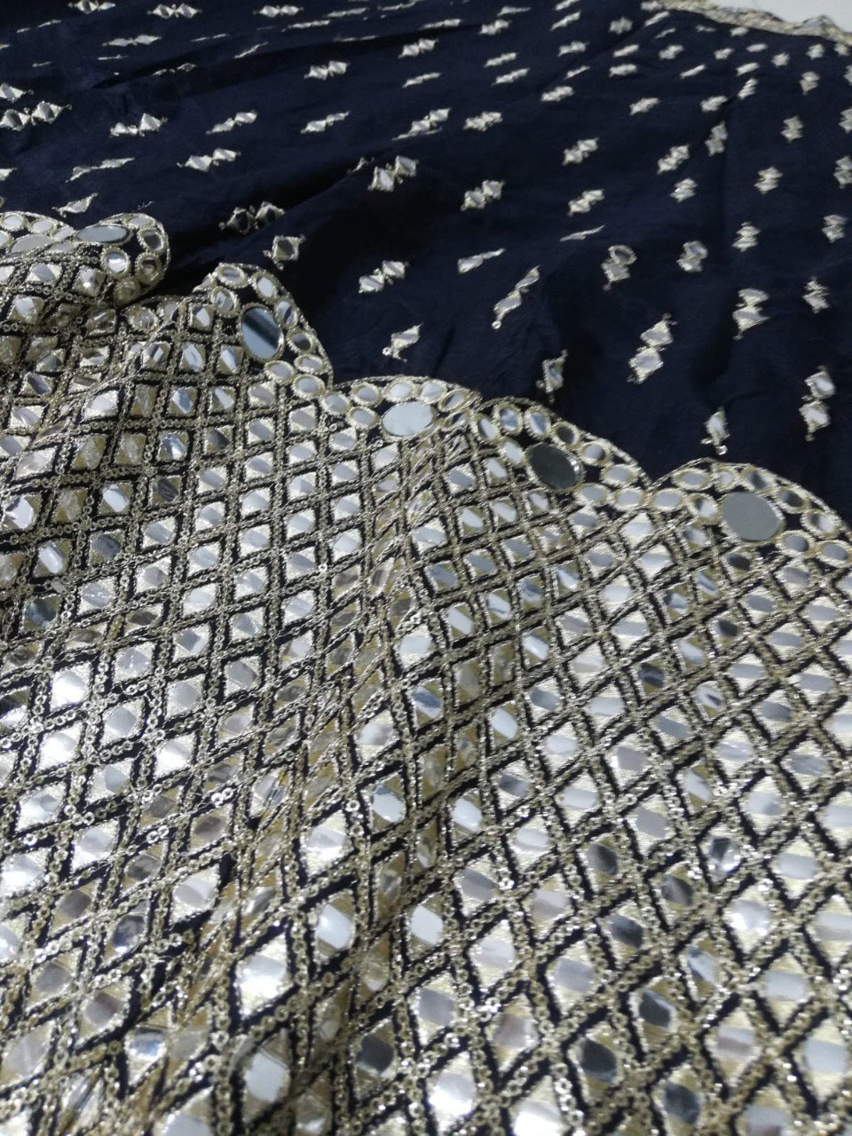 Premium Italian Silk Lehenga Choli with Thread & Paper Mirror Embroidery