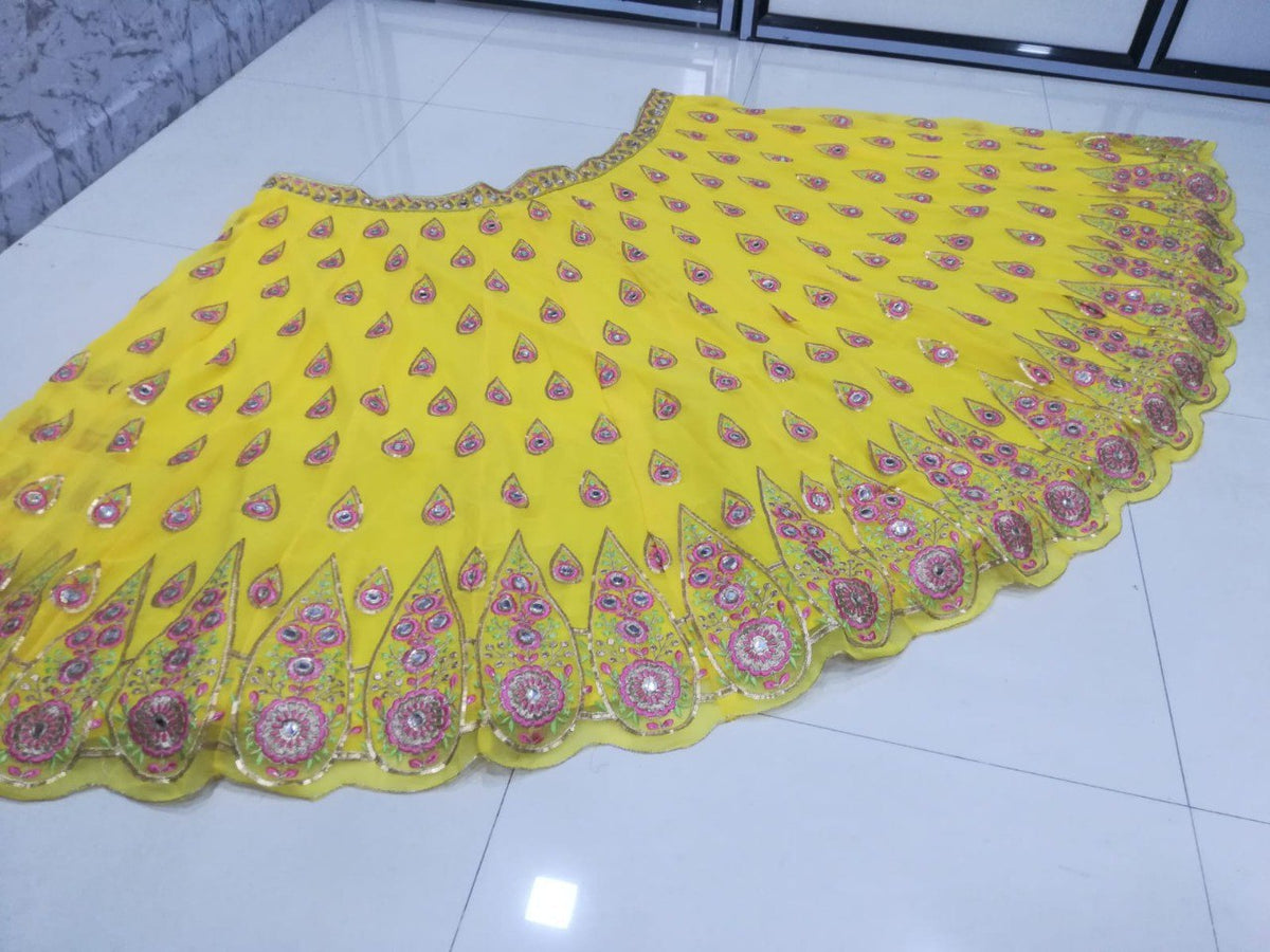 Radiant Yellow Faux Georgette Lehenga Choli Set