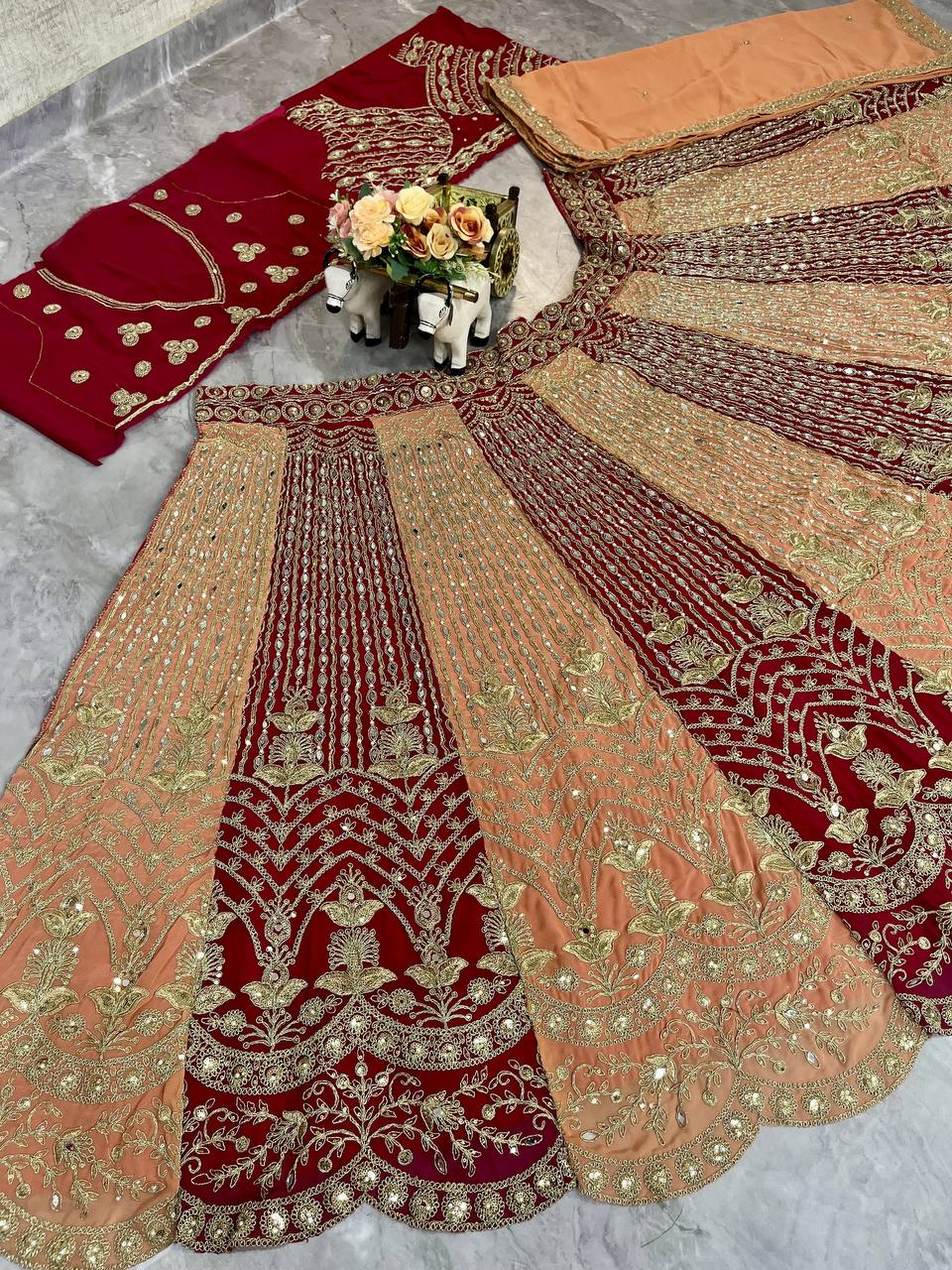 Premium Fox Georgette Sequins Mirror Work Lehenga Choli
