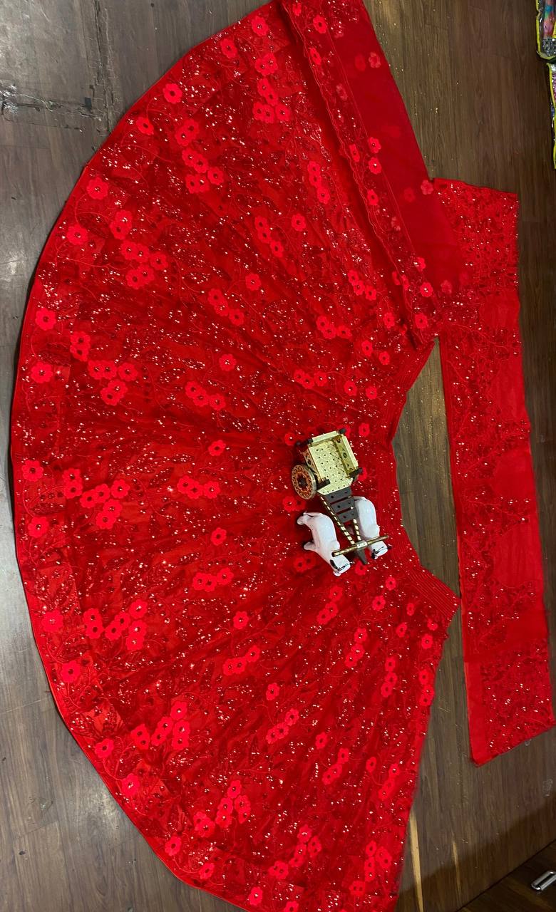 Premium Embroidered Butterfly Net Lehenga Choli Set