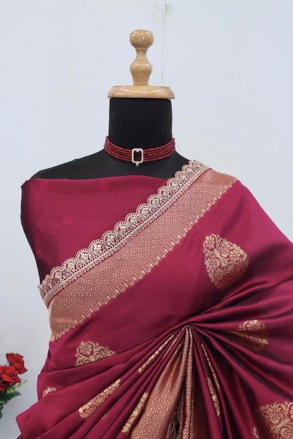Banarasi Silk Saree With SIlk Blouse Piece For Women