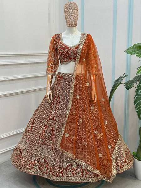 Butterfly Net Sequins Codding Embroidery Lehenga Choli