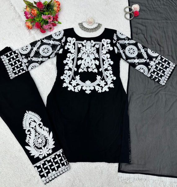 Designer Fancy Black And White Pakistani Salwar Suit
