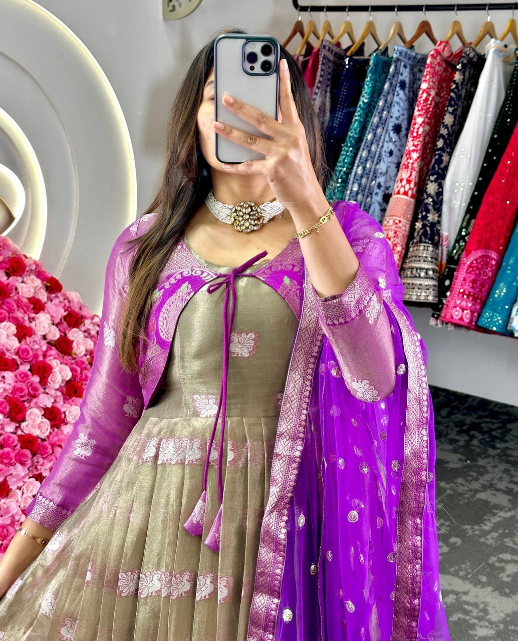 Latest Kotta Silk Jacquard Work Koti Gown