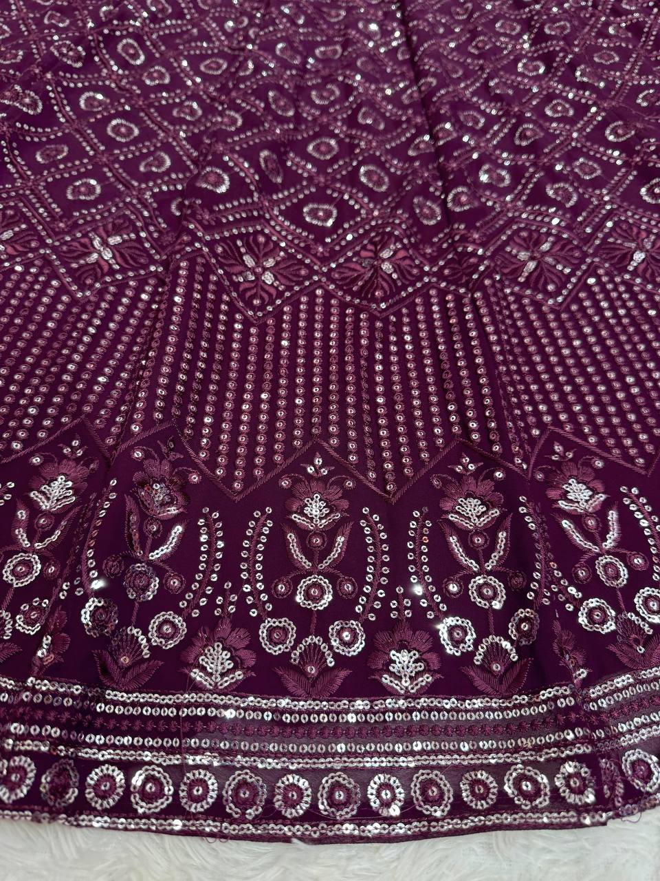 Wine Georgette Lehenga For Function Wear