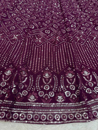 Wine Georgette Lehenga For Function Wear