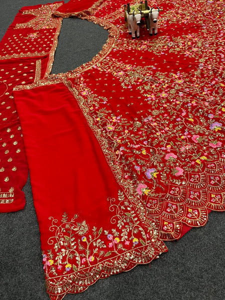 Latest Red Color Georgette Sequence Work Lehenga Choli