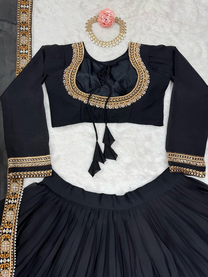 Letest Black Color Georgette Sequnce Work Lehenga choli