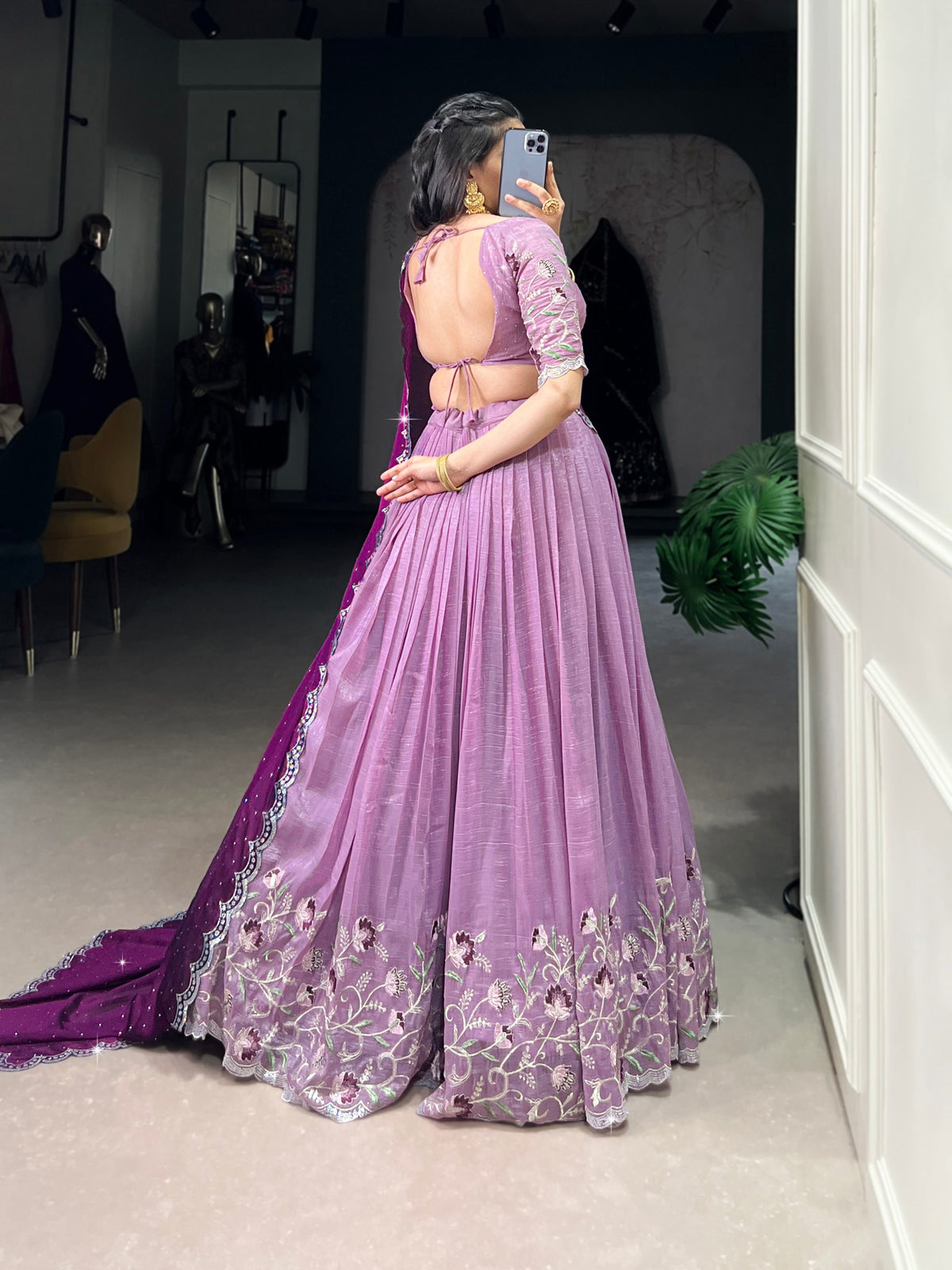 Latest Silver Glosy Sequence Work Lehenga Choli