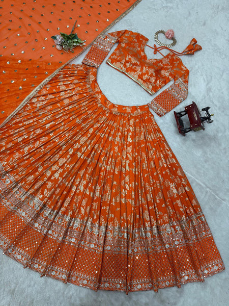 Latest Jacquard Sequence Work Lehenga Choli