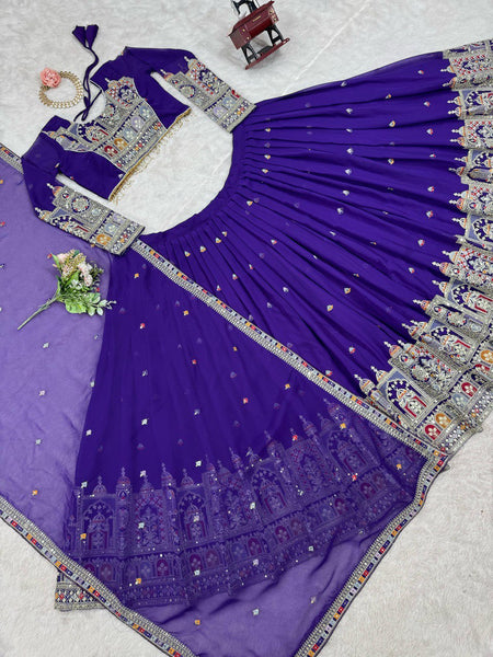 Wedding Wear Violet Georgette Sequence Work Lehenga Choli