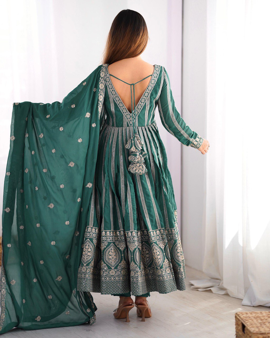 Designer Georgette Sequence Gown Set