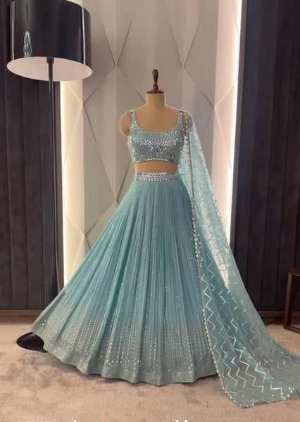 Latest Georgette Sequence Real Mirror Work Lehenga Choli