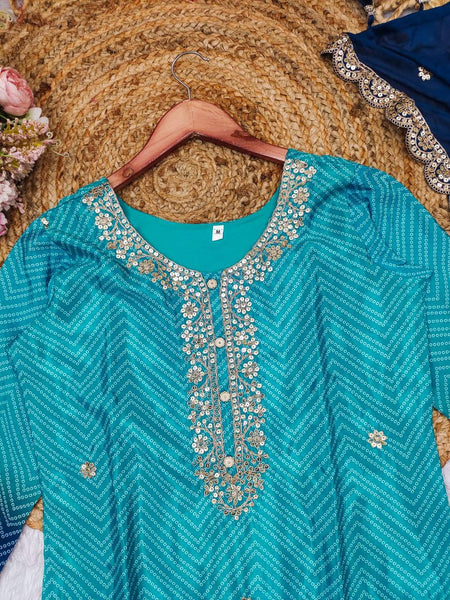 Designer Chinon Sequence Top Dupatta Pent Set