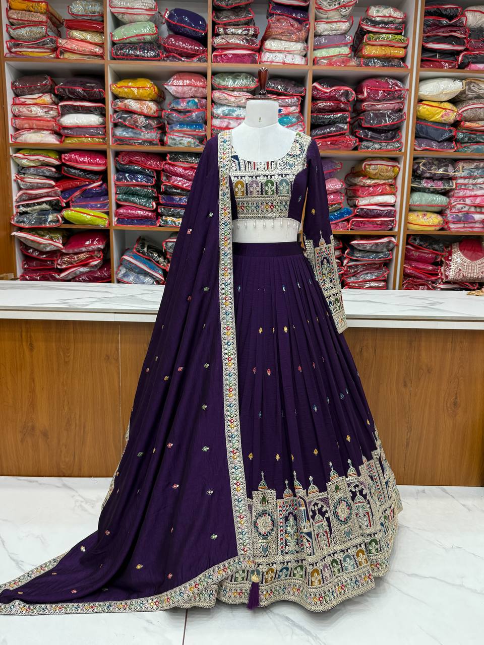 Latest Vichitra Silk Full Stitched Lehenga Choli
