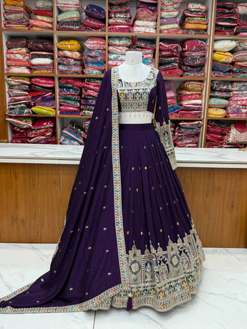Latest Vichitra Silk Full Stitched Lehenga Choli