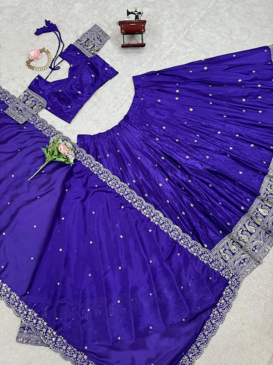 Latest Chinon SIlk Sequence Work Lehenga Choli