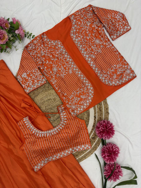 Ready to Wear Chinon SIlk Dhoti Blouse Jacket Set