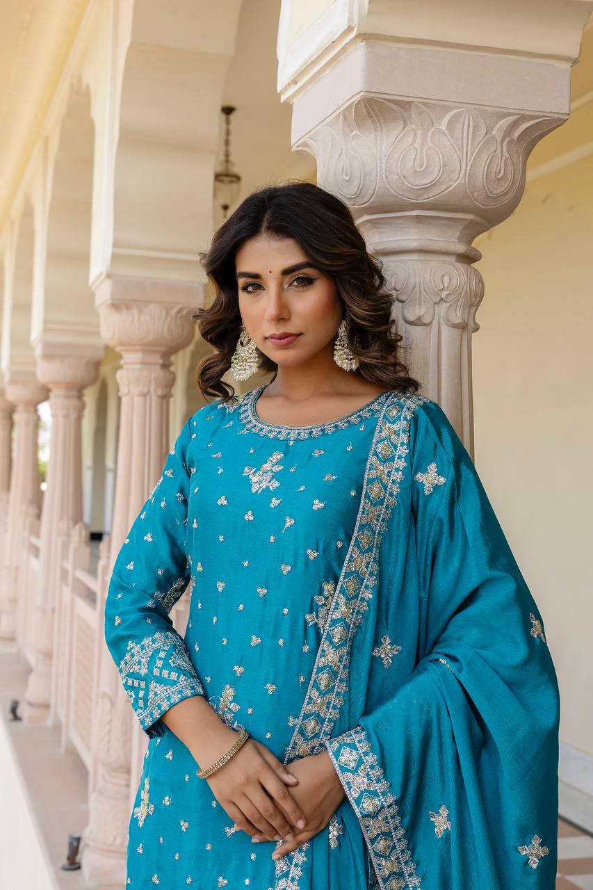 Chinon Silk Sequence Work Salwar Suit