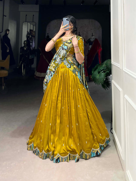 Wedding Wear Vichitra Silk Embroidery Lehenga Choli