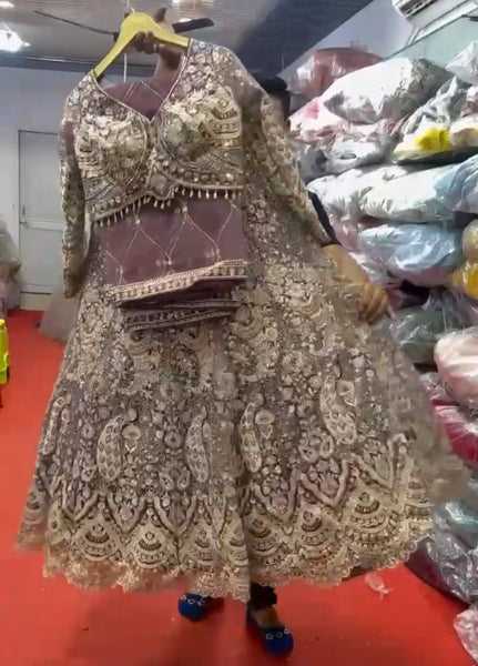 Wine Color Soft Net Sequence Work Lehenga Choli