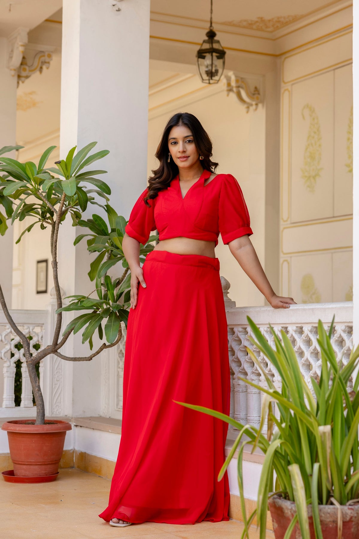 Red Color Georgette Ready to wear Lehenga Choli