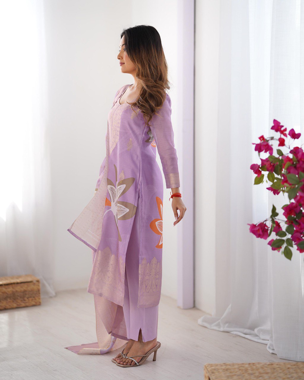 Latest Chanderi Silk Printed Top Pent Dupatta