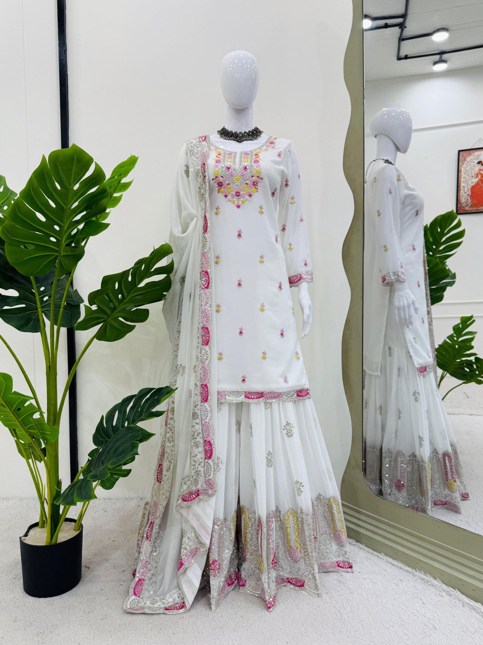 Georgette Sequence Work Sharara Suit