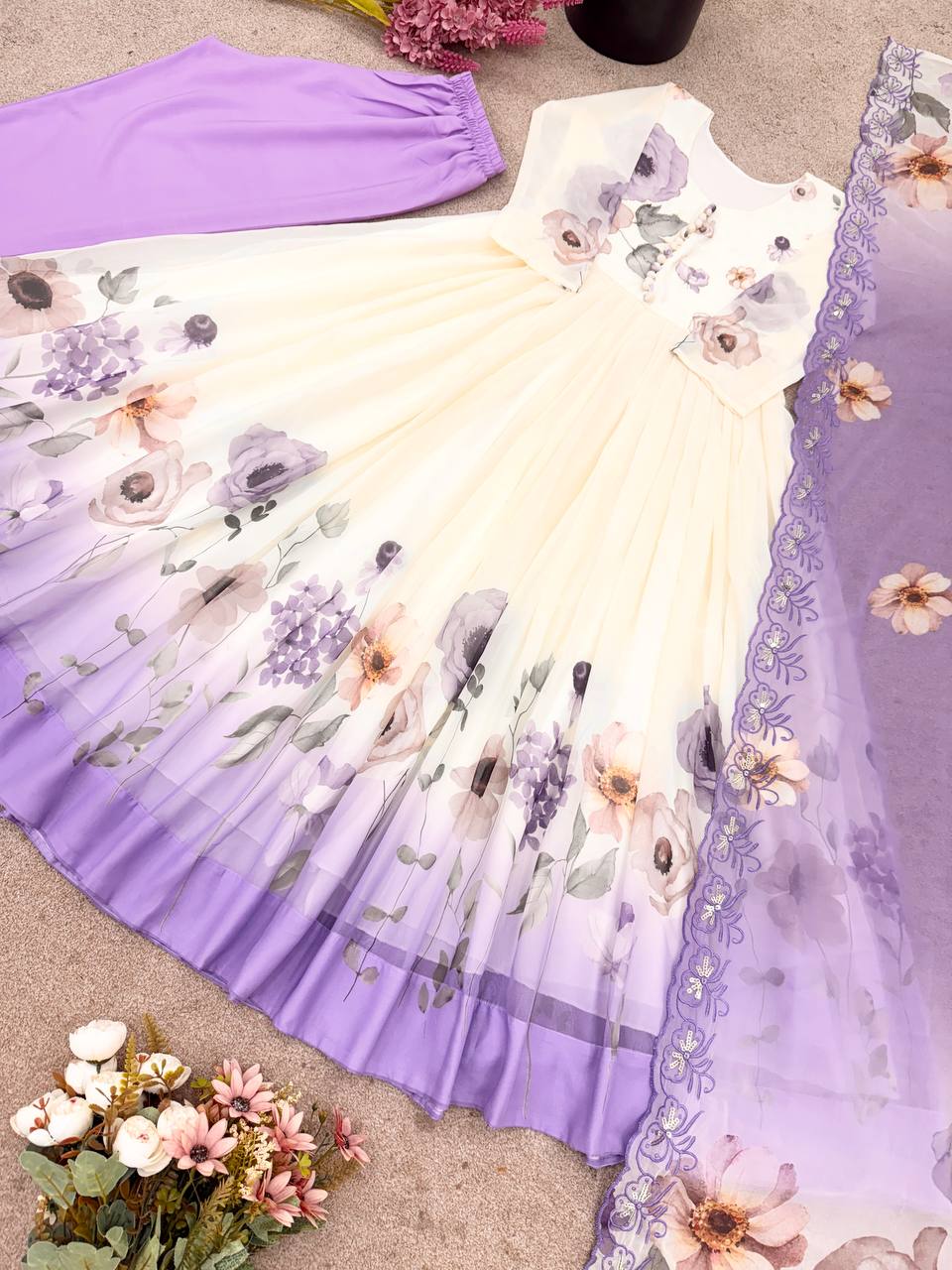 georgette anarkali sequence suit