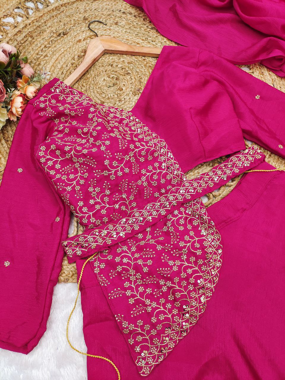 chinon silk ready to wear lehenga saree