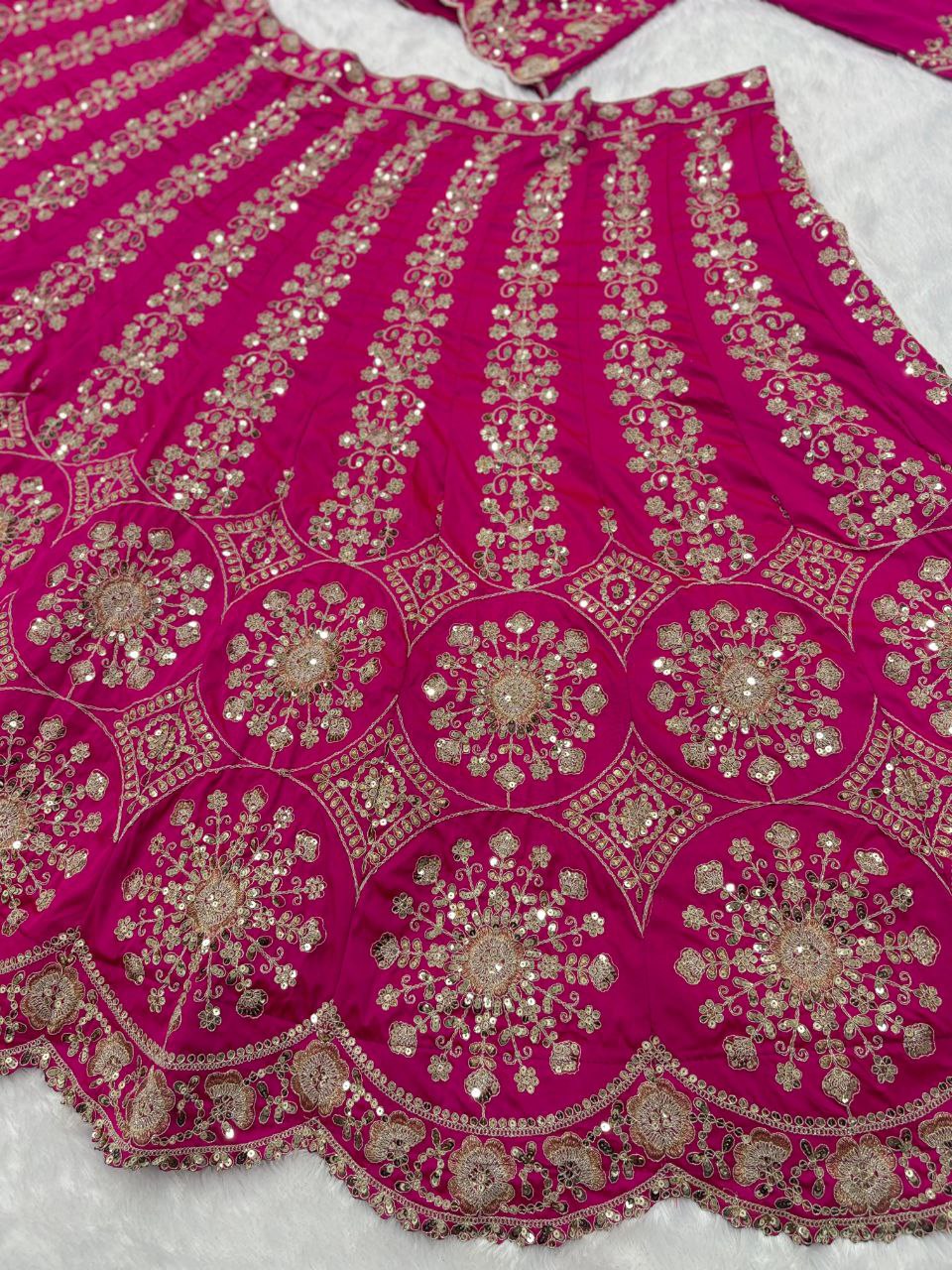 Two-Tone Silk Designer Lehenga Choli with Intricate Thread & Sequins Work