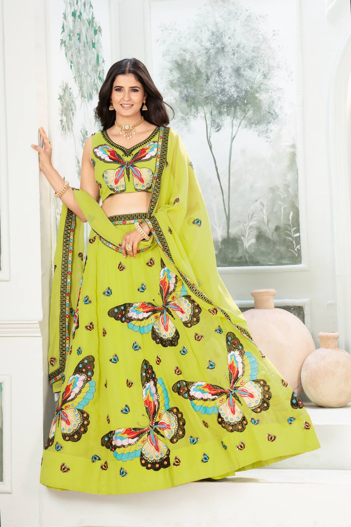 Faux Georgette Lehenga Choli Set