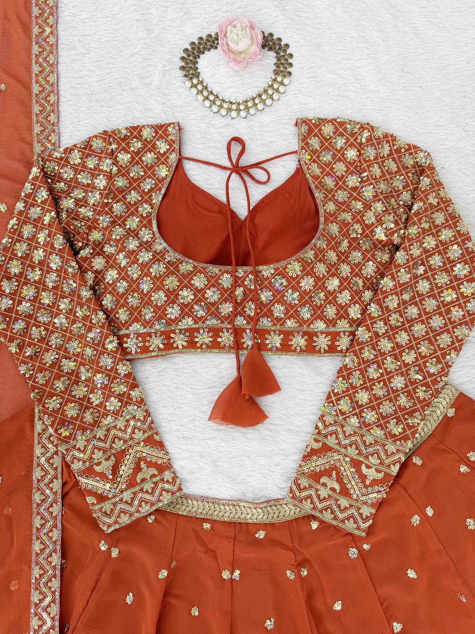 Premium Foux Georgette Lehenga Choli with Intricate Embroidery