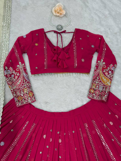 Premium Faux Georgette Lehenga Choli Set with Intricate Embroidery