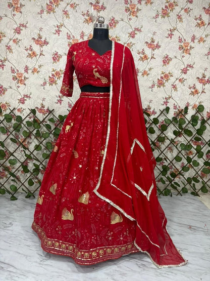 Premium Faux Georgette Peacock Design Lehenga Choli