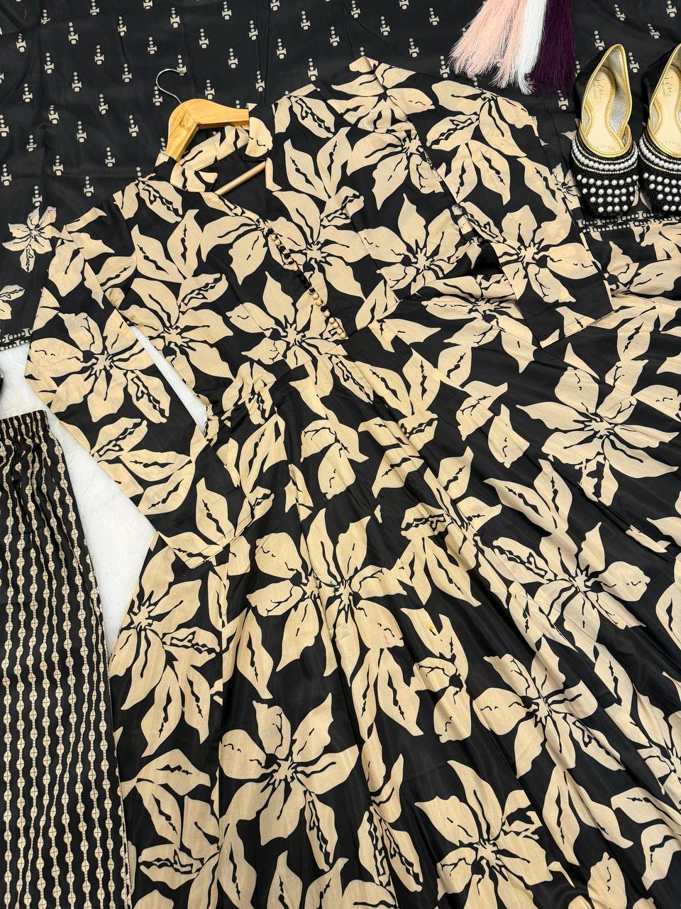 Digital Printed Muslin Cotton Anarkali Suit Set