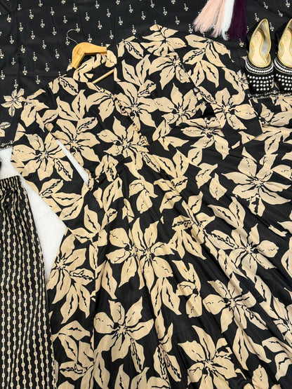 Digital Printed Muslin Cotton Anarkali Suit Set