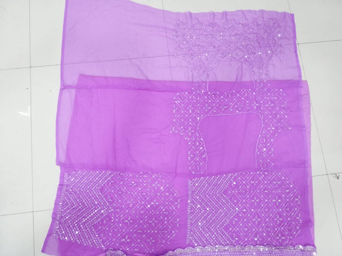 Lavender Faux Georgette Sequin Embroidery Lehenga Choli Set